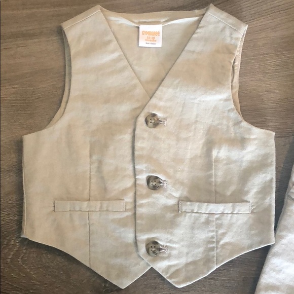 Gymboree tan linen Vest & Pant Set - 12-18mo - Picture 2 of 5